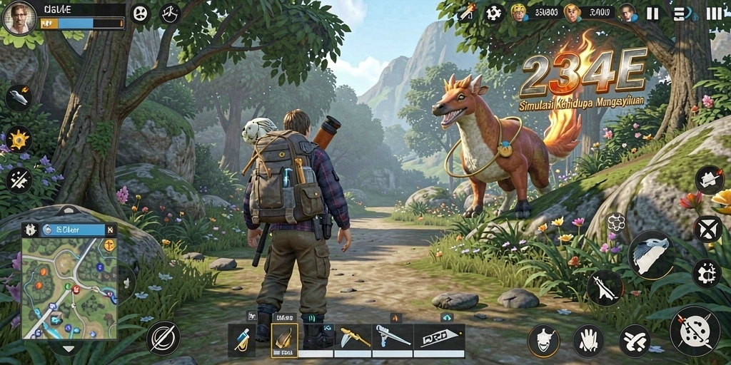 Screenshot menampilkan gameplay menarik dalam dunia simulasi kehidupan 234E.