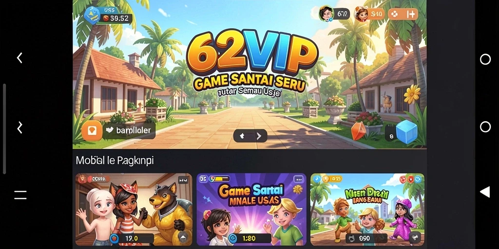 Screenshot gameplay 62VIP yang menarik dan penuh warna.
