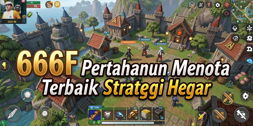 Tampilan permainan 666F saat mempertahankan menara dari serangan musuh.