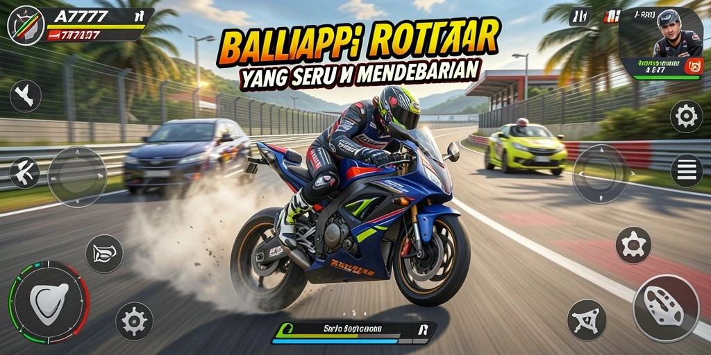 Gameplay A7777 yang mendebarkan saat balapan motor.