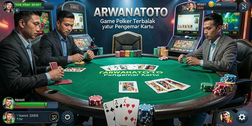 Gameplay seru ARWANATOTO dalam permainan Poker yang menegangkan.