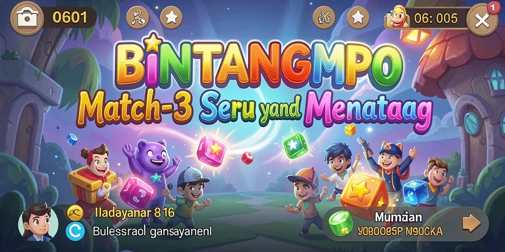 Screenshot gameplay BINTANGMPO yang menunjukkan elemen Match-3.