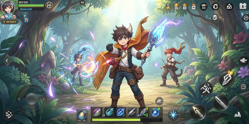 Tampilan gameplay menarik dari BOY303 dengan karakter anime yang dinamis.