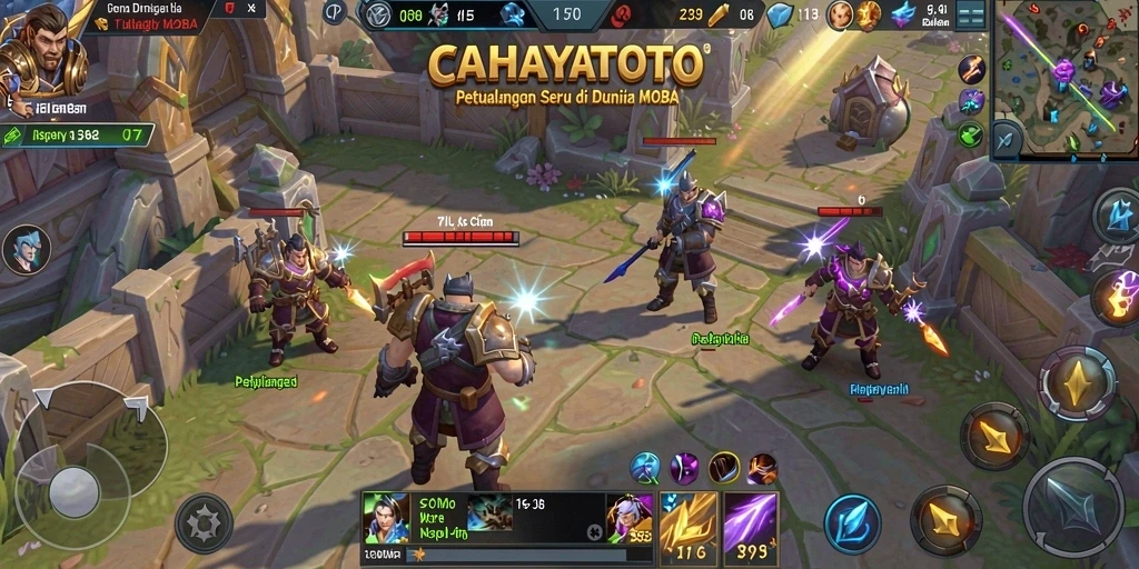 Tangkapan layar gameplay seru dari CAHAYATOTO di arena MOBA.