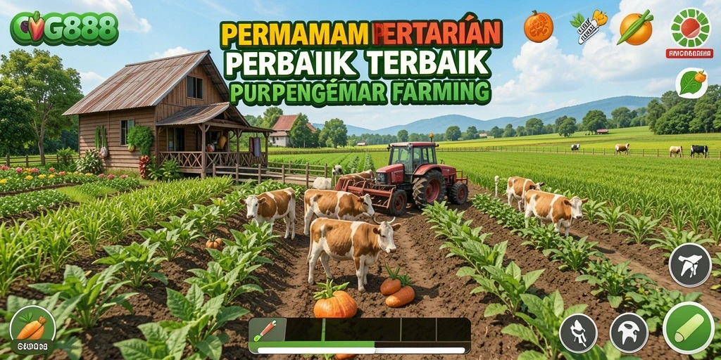 Tampilan gameplay menampilkan ladang yang subur dan tanaman beraneka ragam.