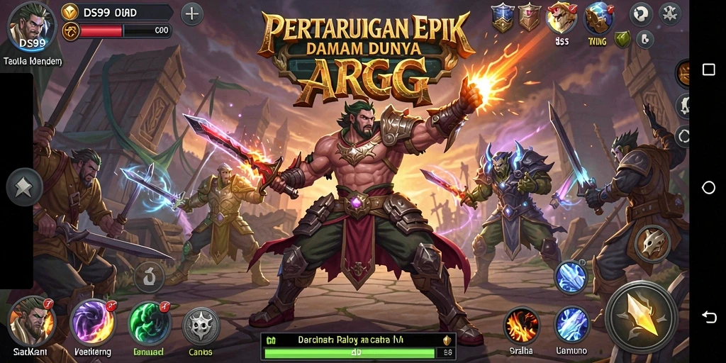 Gambaran gameplay menarik di DS99 dengan karakter bertarung melawan musuh.