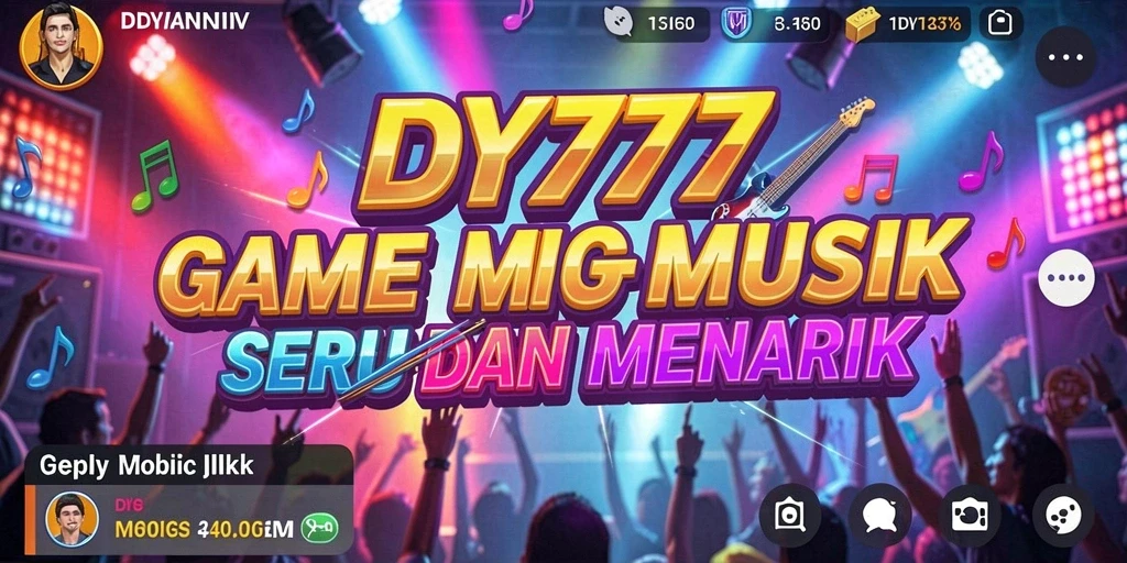 Tampilan gameplay DY777 menampilkan interaksi seru dengan musik.