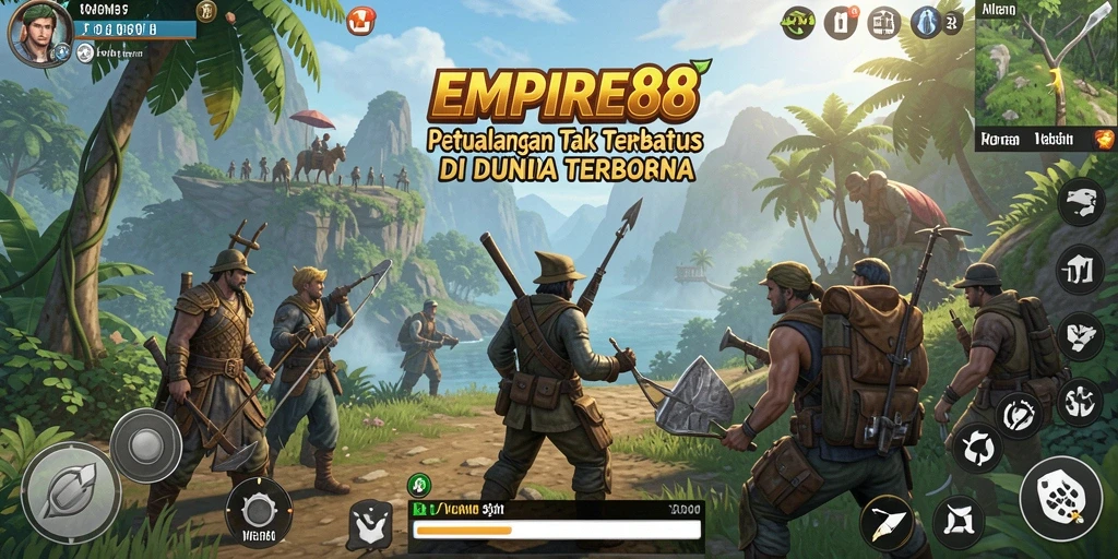 Screenshot gameplay <strong>EMPIRE88</strong> yang menunjukkan dunia terbuka yang luas dan interaktif.
