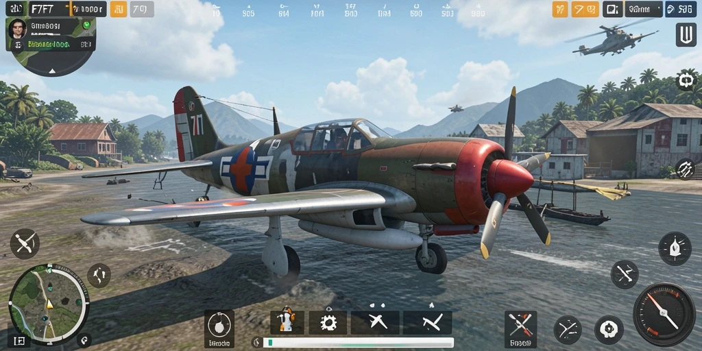 Screenshot F7F7 menampilkan grafis gameplay simulasi yang menawan.