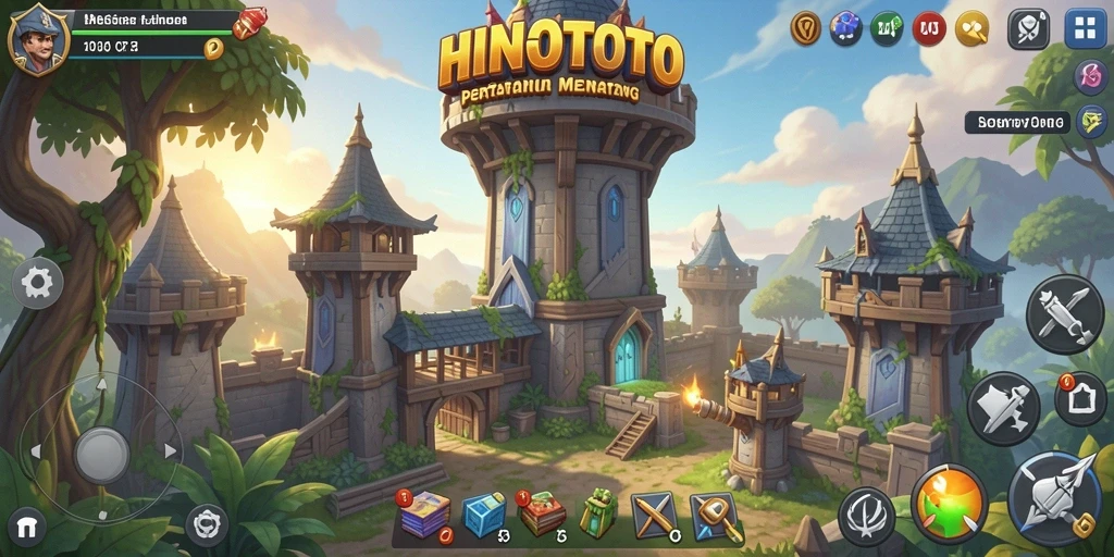 Tampilan menakjubkan dari gameplay HINOTOTO dalam Tower Defense.