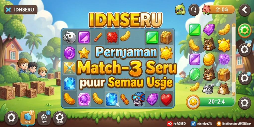 Tampilan gameplay Match-3 yang memikat di IDNSERU.