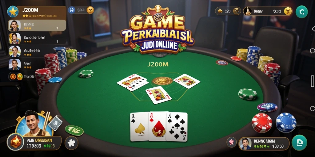 Tampilan menarik dari gameplay J200M yang penuh aksi Poker.
