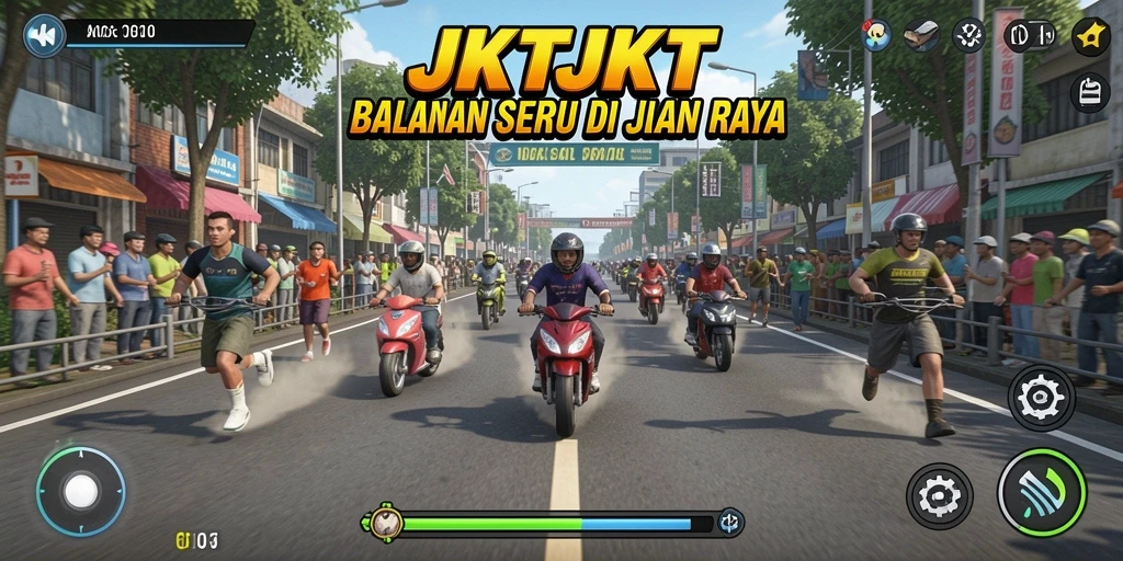 Tampilan seru gameplay balapan di JKTJKT.