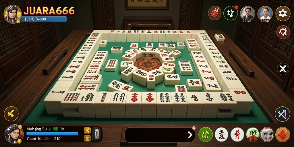 Tampilan gameplay JUARA666 yang menarik di Mahjong.