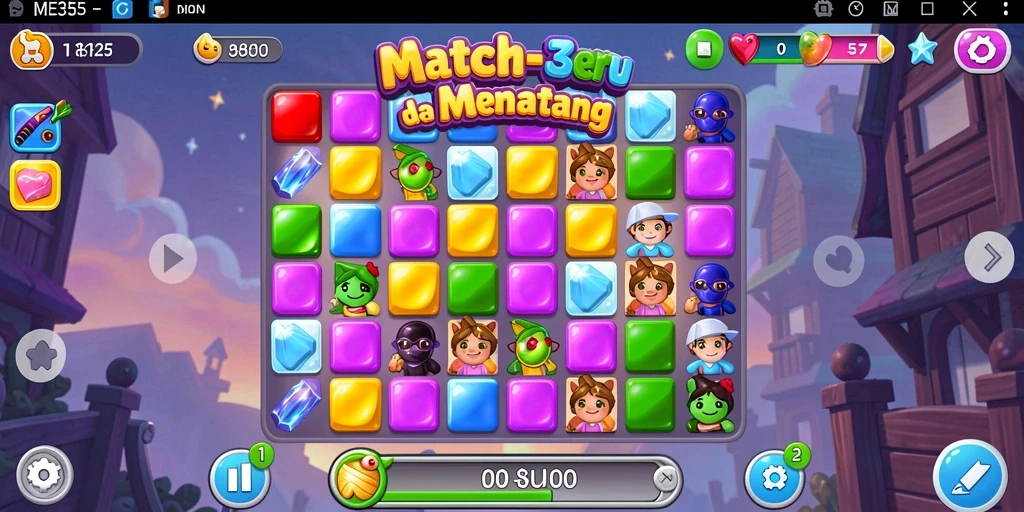 Tangkapan layar gameplay seru Match-3 di ME355.