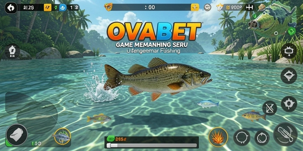 Tampilan gameplay OVABET dengan aksi memancing yang seru.