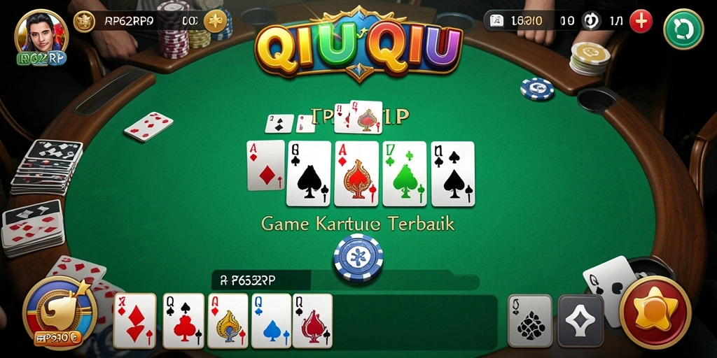 Tampilan gameplay RP62RP dengan kartu QiuQiu yang menarik.