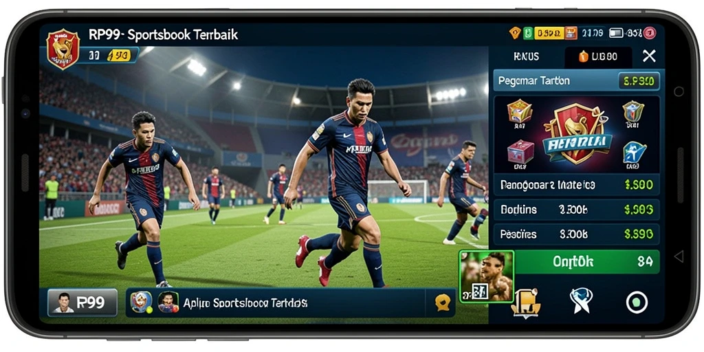 Tampilan gameplay RP99 menampilkan taruhan olahraga secara interaktif.