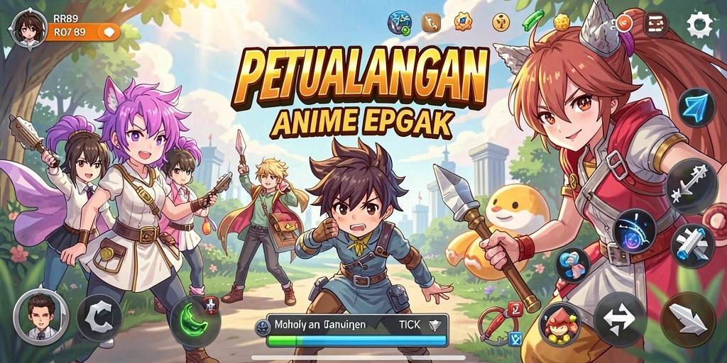 Tampilan screenshot utama RR89 menampilkan aksi pertarungan karakter Anime yang intens.