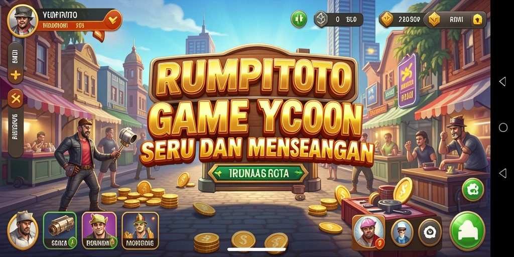 Tangkapan layar utama RUMPITOTO menampilkan pengalaman gameplay Tycoon yang seru.