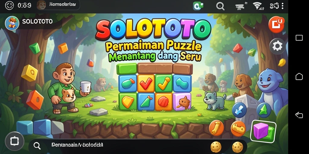 Screenshot utama menunjukkan gameplay puzzle yang menarik dan penuh tantangan.