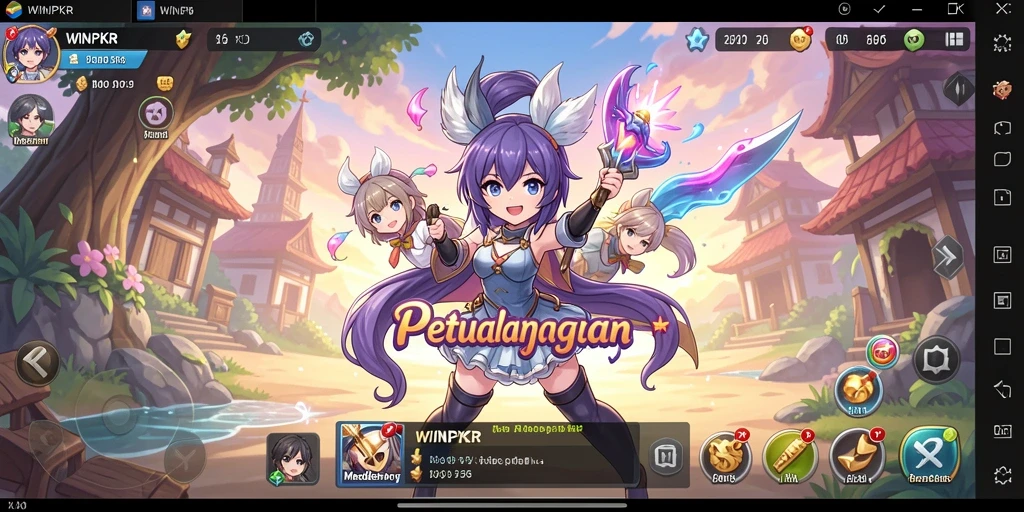 Tampilan gameplay WINPKR yang penuh warna dan karakter Anime.