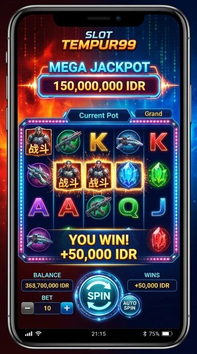 Pengguna sedang mengunduh aplikasi di platform tempur99.